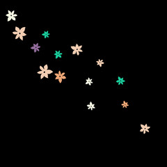 Festive Background with Colorful  flowers. Feminine Pattern for Postcard, Print, Banner or Poster. Small Pretty  flowers For Party Decoration, Wedding, Birthday or Anniversary Invitation. 