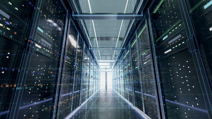 Server room or server computers.3d rendering.