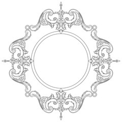 Vintage border frame engraving with retro ornament pattern in antique baroque style decorative design. Vector