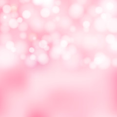 Bokeh pink and white sparkling lights festive background with texture. Abstract valentines day twinkled bright defocused.