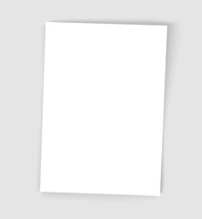 White empty paper sheet with realistic shadow isolated on gray background. Vector illustration