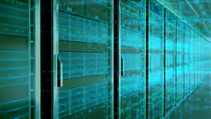 Server room or server computers.3d rendering.