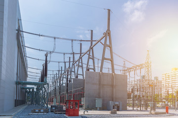High voltage electricity power station transformer 500 kV Substation