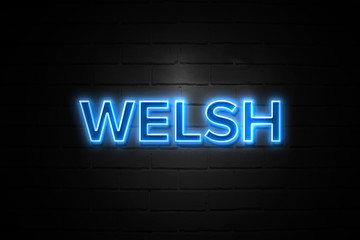 Fototapeta na wymiar Welsh neon Sign on brickwall