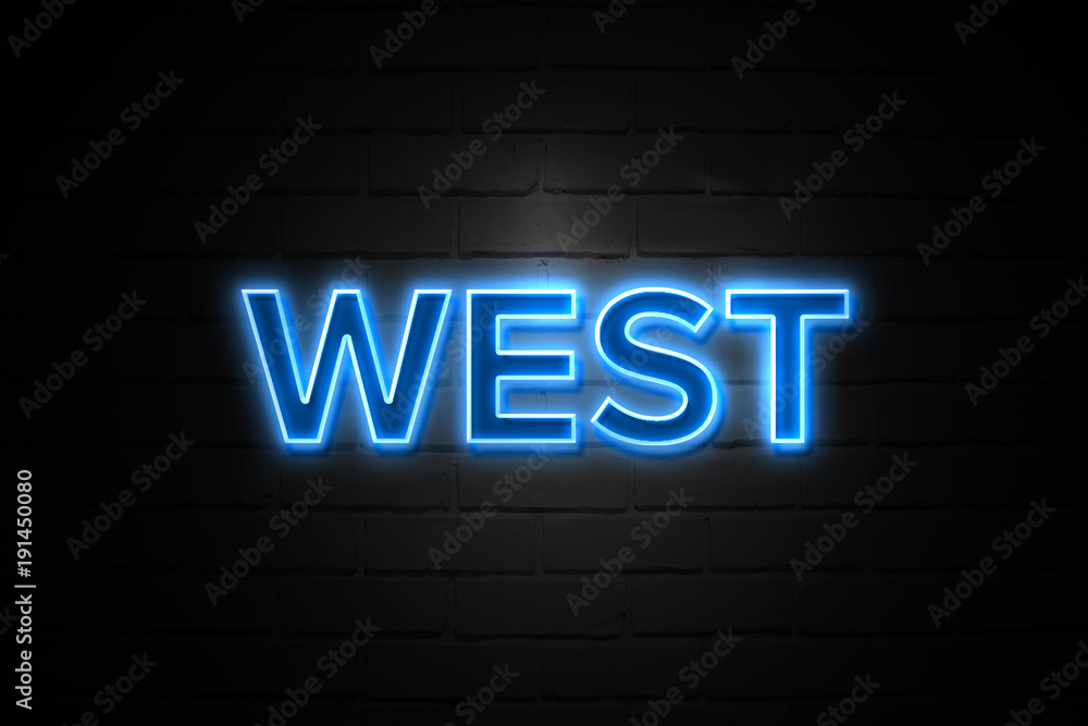 Wall mural west neon sign on brickwall