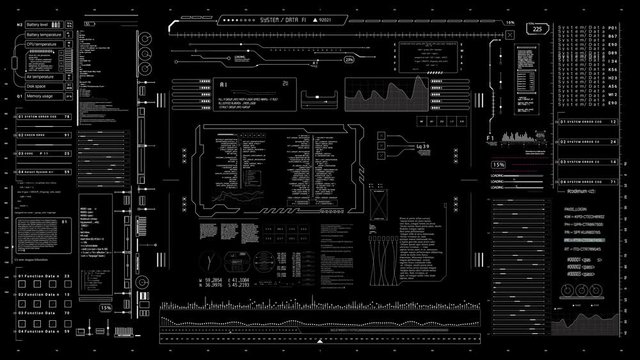 PNG alpha.Digital interface.Futuristic infographic elements.Technological board with interactive display .As HUD infographic material texture for 3D models animation.HUD elements.Type 2