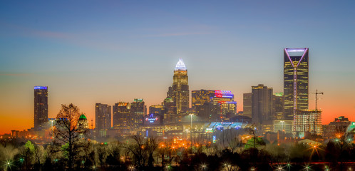 early morning in charlotte ncorth carolina january 2018