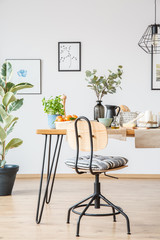 Wooden chair in dining room
