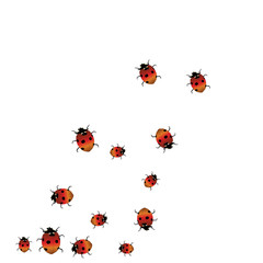 Delicate background with ladybugs. Trendy template for a postcard, stamp, banner or poster. Cute Ladybugs on a white background. Vector