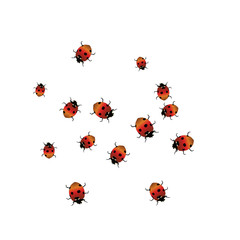 Delicate background with ladybugs. Trendy template for a postcard, stamp, banner or poster. Cute Ladybugs on a white background. Vector