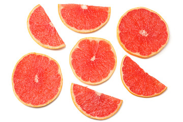 Fototapeta na wymiar healthy food. sliced grapefruit isolated on white background top view