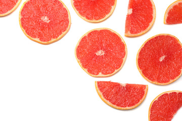 healthy food. sliced grapefruit isolated on white background top view