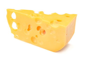 piece of cheese isolated on white background