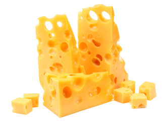 piece of cheese isolated on white background