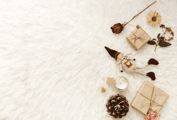 Neutral Styled  Scenes for Designers, Bloggers with  gift box and decorations