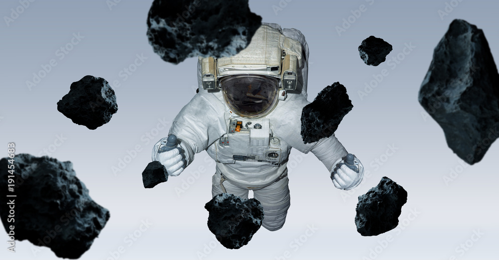 Poster astronaut isolated on grey background 3d rendering elements of this image furnished by nasa