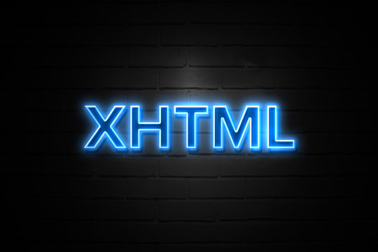 Xhtml neon Sign on brickwall