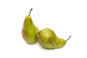 Pears on a white background. Composition of pears on a white background.
