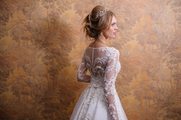 Portrait of beautiful bride in wedding dress
