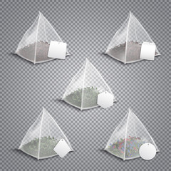 Pyramid Tea  Bags Realistic Transparent 