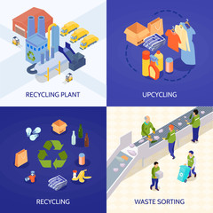Fototapeta na wymiar Garbage Recycling Isometric Design Concept