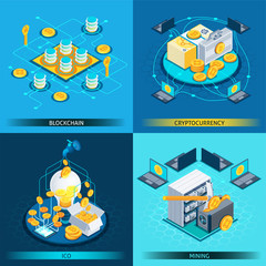Naklejka premium Blockchain Cryptocurrency Isometric Design Concept