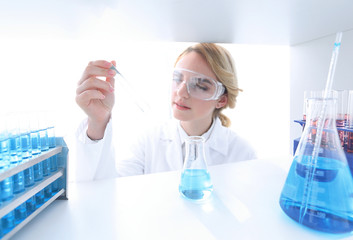 closeup.portrait of doctor biologist in the lab.