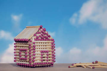Model of a house of matches.