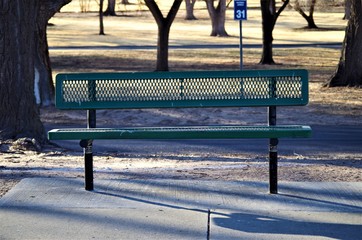 Green Metal Park Bench