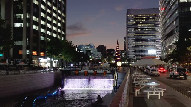 The Cheonggye Stream at downtown of Seoul, South Korea