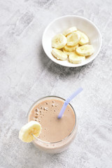 Banana smoothie in glass