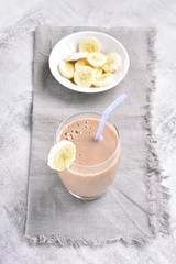 Banana smoothie in glass