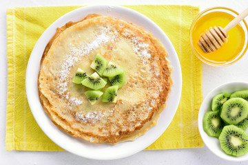 Homemade crepes, top view