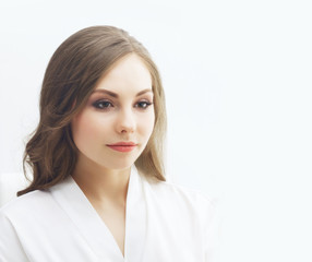 Portrait of young and beautiful brunette woman