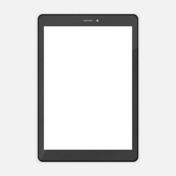 Black trendy Tablet PC  illustration with blank  white screen.
