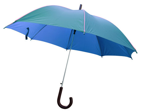  parapluie bleu, fond blanc