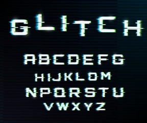 Vector distorted glitch font.