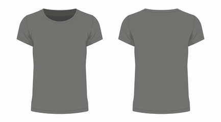  Front and back views of men's black t-shirt on white background