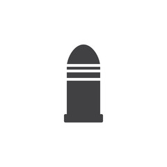 Bullet icon vector, filled flat sign, solid pictogram isolated on white. Ammunition symbol, logo illustration.