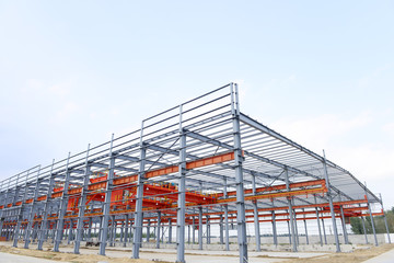 Fototapeta premium Steel structure workshop is under construction