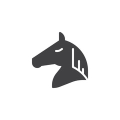 Horse head icon vector, filled flat sign, solid pictogram isolated on white. Symbol, logo illustration.