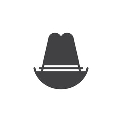 Cowboy hat icon vector, filled flat sign, solid pictogram isolated on white. Symbol, logo illustration.