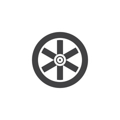 Obraz premium Western wooden wheel icon vector, filled flat sign, solid pictogram isolated on white. Symbol, logo illustration.