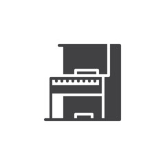 Retro piano icon vector, filled flat sign, solid pictogram isolated on white. Symbol, logo illustration.