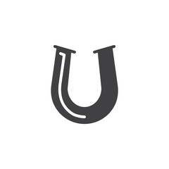 Horseshoe icon vector, filled flat sign, solid pictogram isolated on white. Luck symbol, logo illustration.
