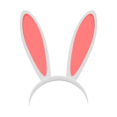 Fototapeta premium Easter bunny ears mask isolated on white background. Rabbit ear spring hat in flat style. Headdress, costume isolated element for the celebration of Easter. Vector illustration