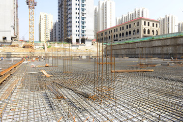 Construction workers in work, in the construction site
