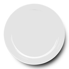 White plate isolated on white background.