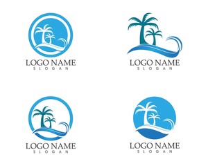 Fototapeta na wymiar Wave beach holidays logo design template