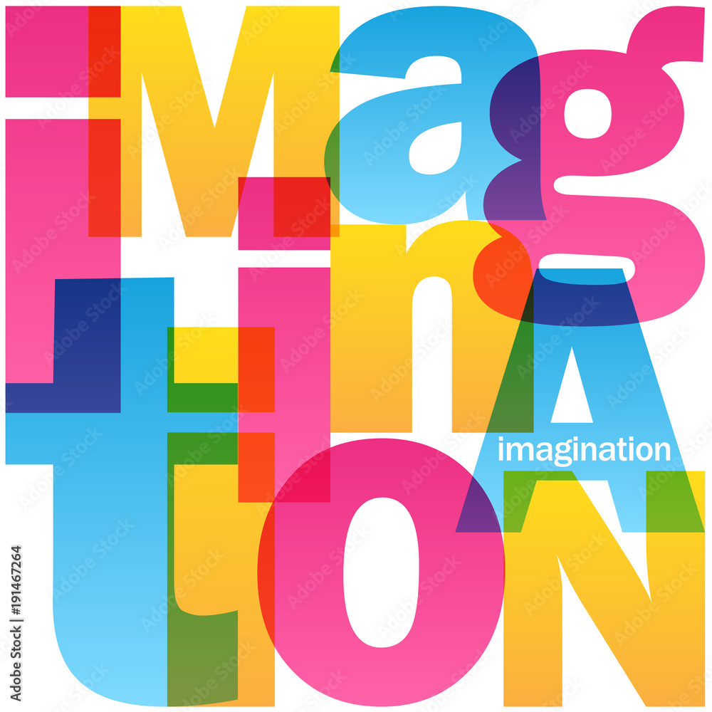 Poster imagination overlapping vector letters icon